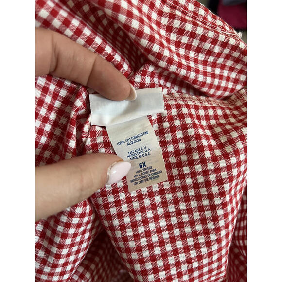 Vintage 90s Buster Brown Red Ladybug Denim/Gingham Skirt, USA Made, 100% Cotton - Picture 8 of 8